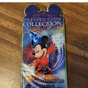 Disney Pressed Coin Collection Book Mickey Mouse with 7 Pennies 2 Are Retired